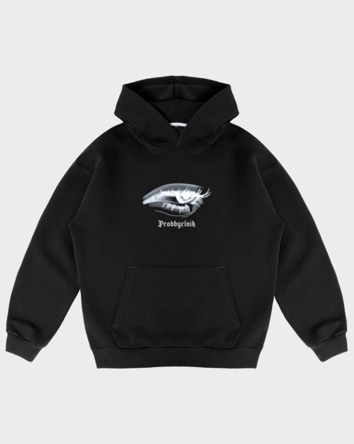 «Cyclops» black oversized hoodie (при наведении)